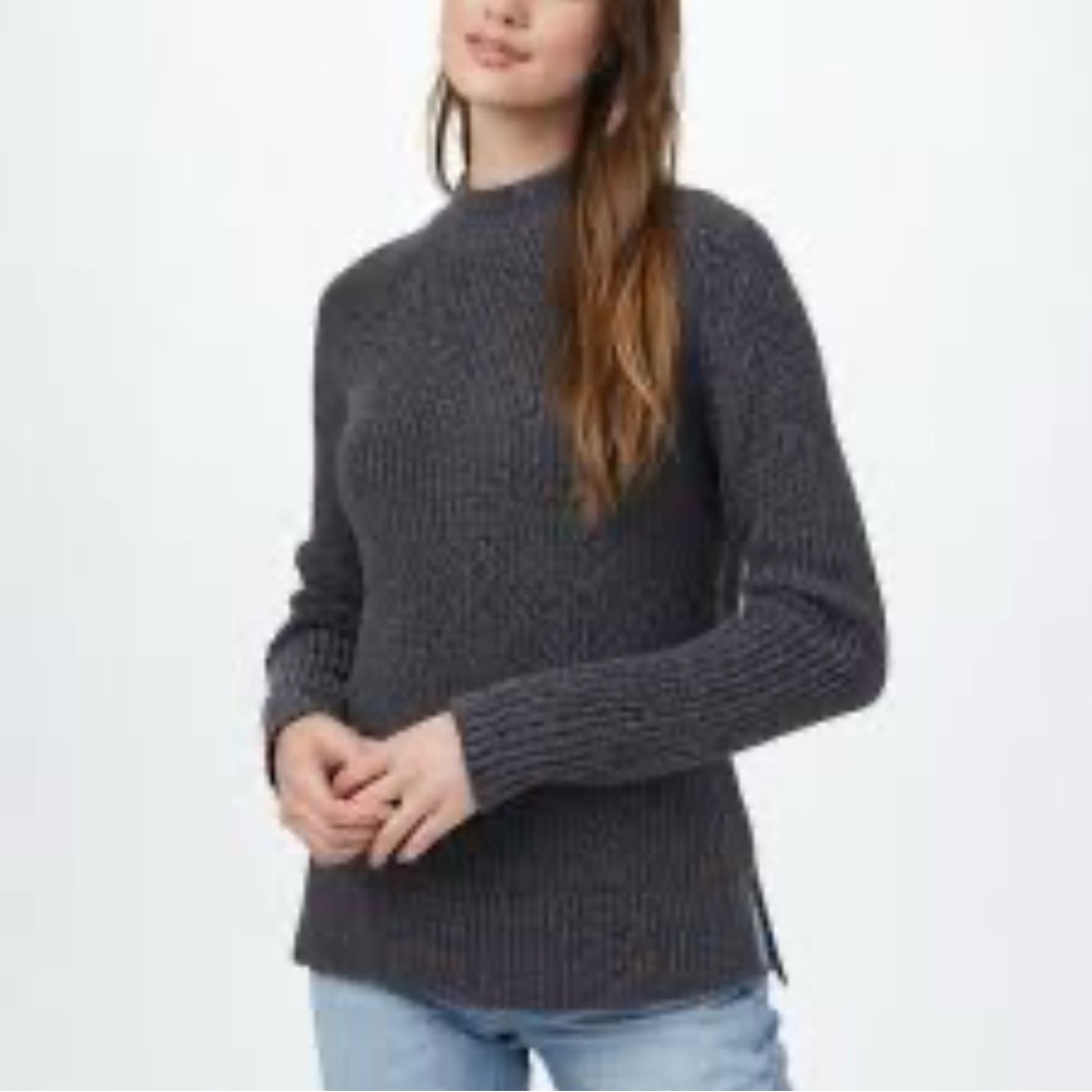 Tentree Women’s Organic Cotton Grey Rib Mockneck Sweater‎ Size Small